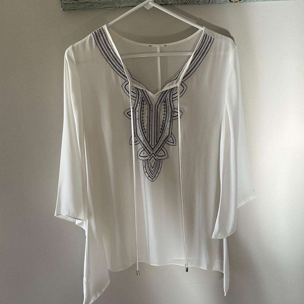 Elegant White Embroidered Blouse